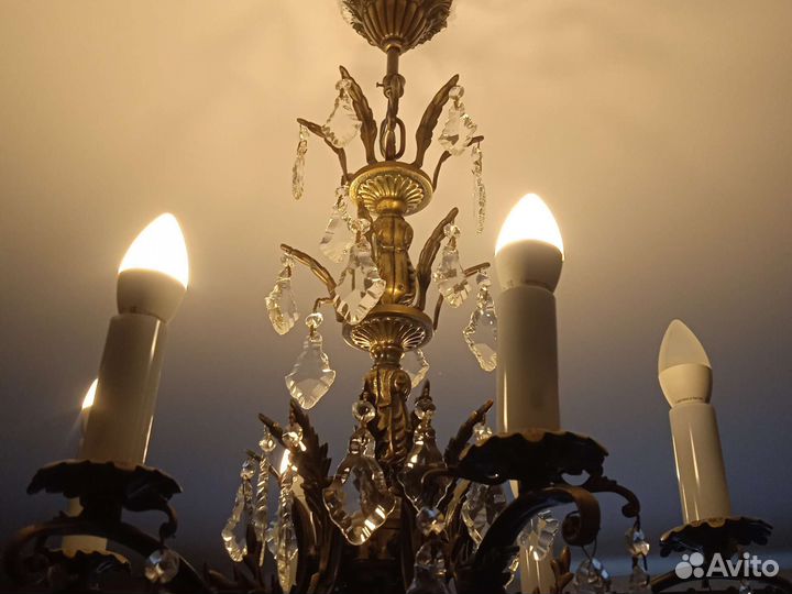 Люстра бронзовая с хрусталём СССР