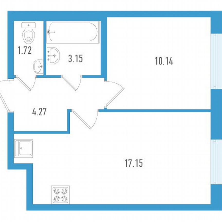 1-к. квартира, 36 м², 2/25 эт.