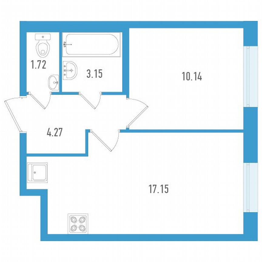 1-к. квартира, 36 м², 2/25 эт.