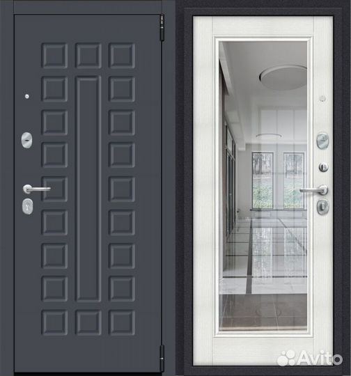 Дверь входная с зеркалом porta R-3 51П61 Graphite