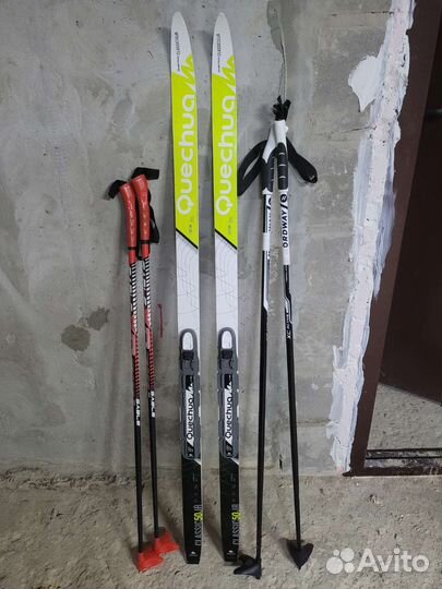 Детские беговые лыжи с креплением nnn и палки