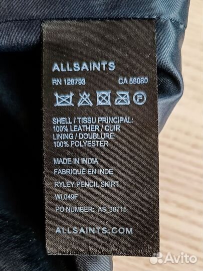 Allsaints юбка кожаная