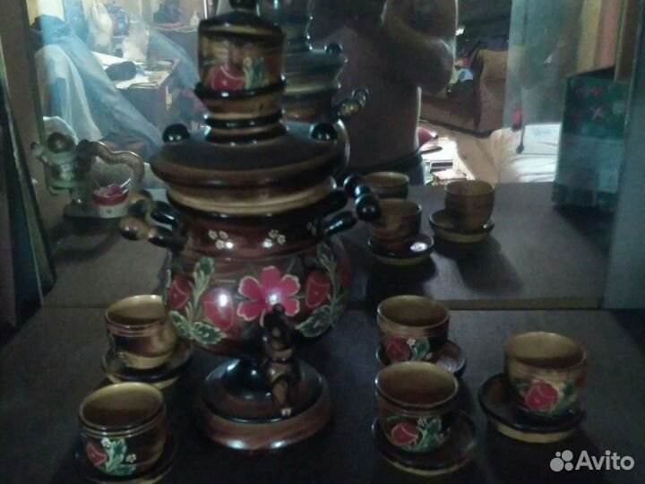 Самовар с чашками хохлома из СССР
