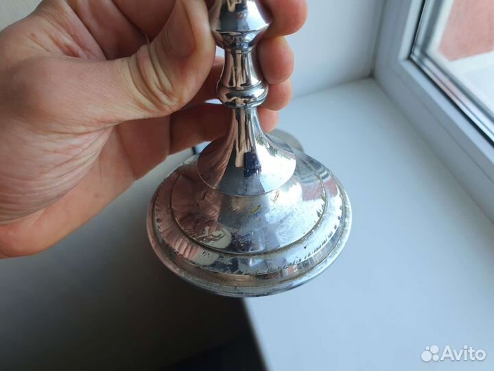 Подсвечник латунный никелированный