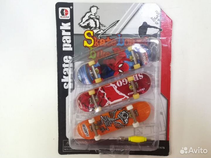 Фингерборд скейтборд для пальцев, 3 шт, 9 см, 1812