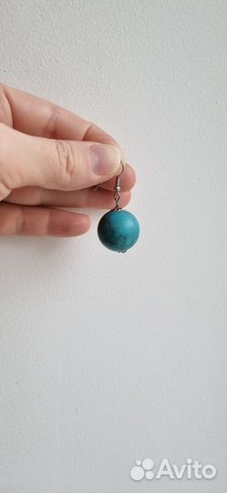 Браслет, серьги из бирюзы натурального камня