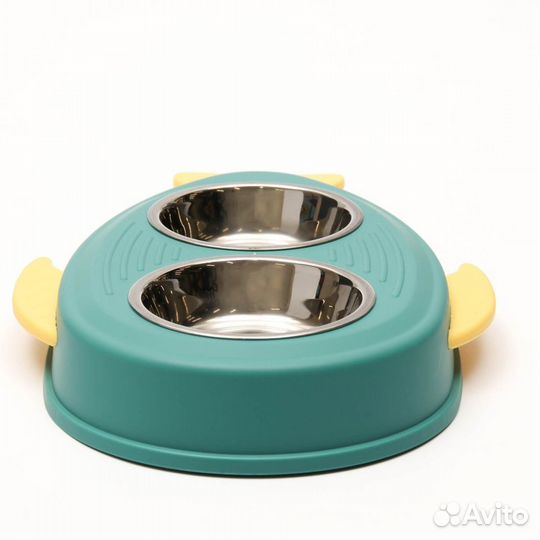 Миска металлическая двойная 2 х 160 мл, 35 х 23,5