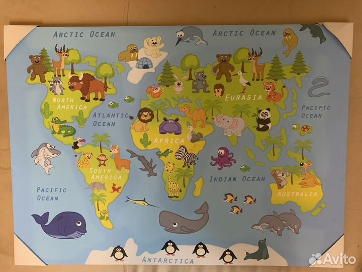 Новая картина на холсте карта мира 50x70 см