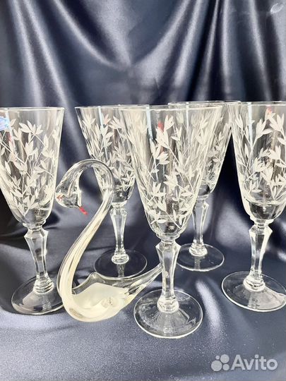Бокалы резьба хрусталь Гусеевский