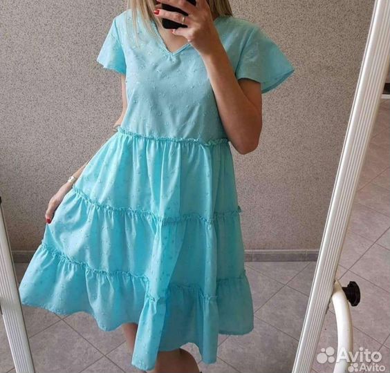 Платье летнее женское хлопок шитьё