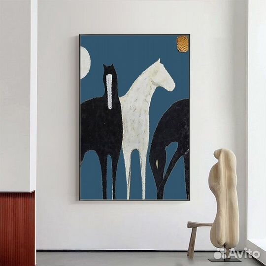 Интерьерная картина маслом абстракция лошади