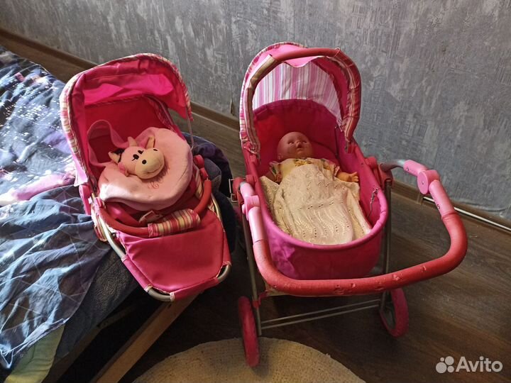 Коляска для кукол 2 в 1 трансформер, кукла, рюкзак