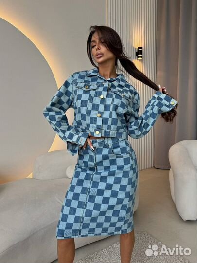 Джинсовый костюм двойка Louis Vuitton премиум