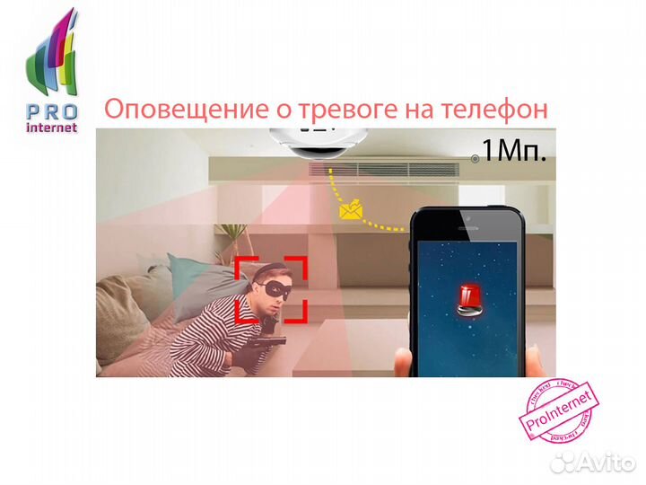 3D Wifi IP Камера 2Мп Рыбий Глаз Видеонаблюдение