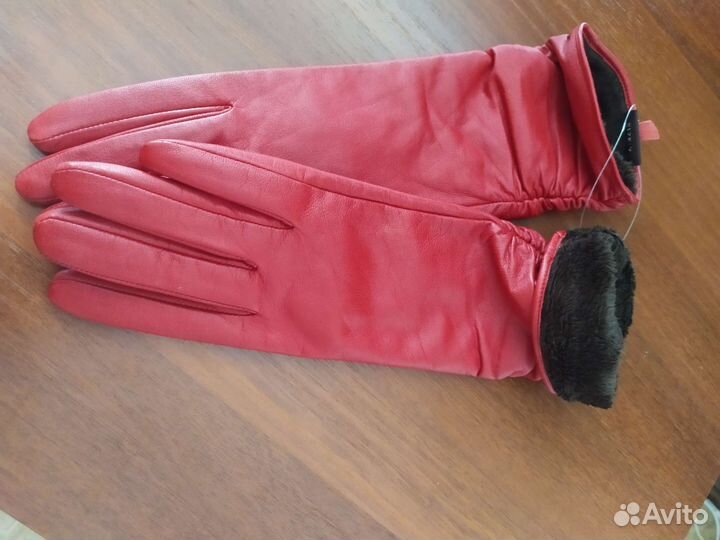 Перчатки женские кожаные новые 6,5 размер