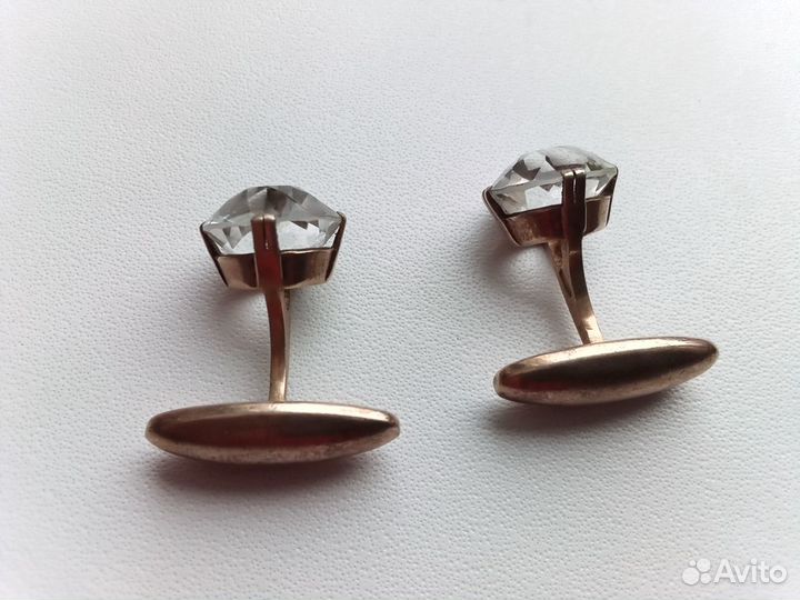 Запонки СССР, позолоченные, серебро 875 пр. звезда