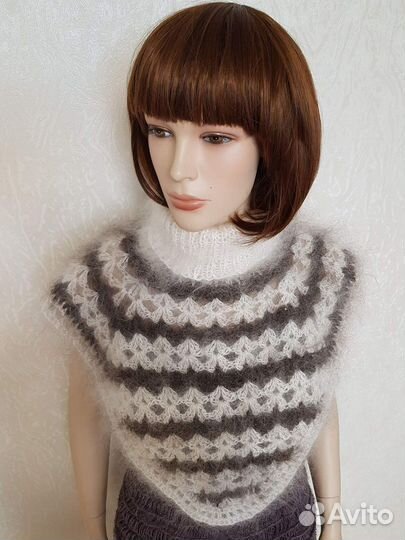 Шарф пуховый ручной вязки Манишка