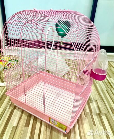 Клетка для попугая эмаль+ корм,чехлы,купалка,жерди