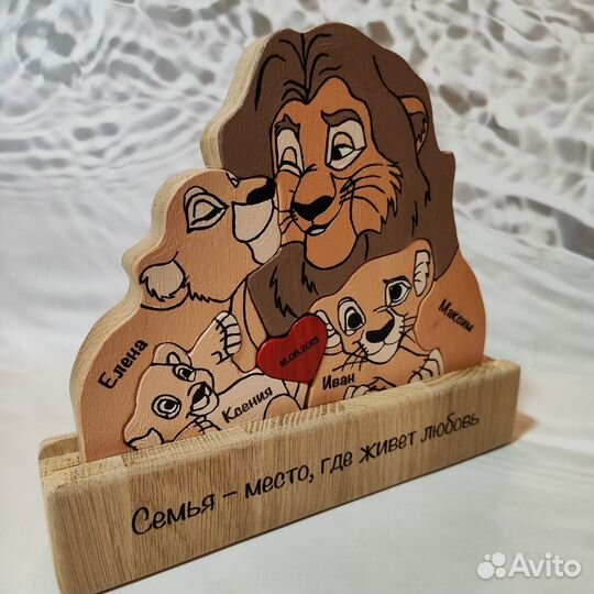 Сувенир-пазл бронь семейный Львы