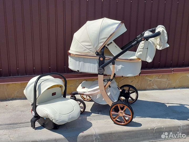 Коляска 3в1 Новая 2023 года (светлая Кожа)
