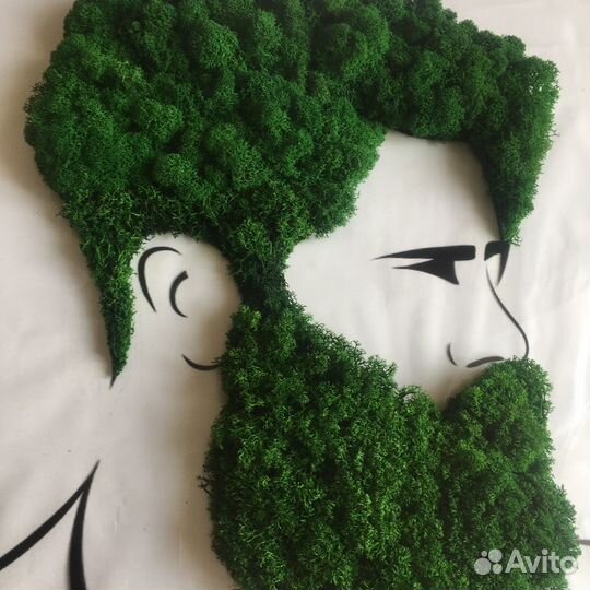 Картина на стекле со мхом «Бородач»