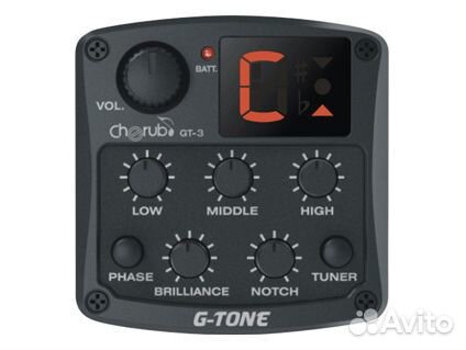 Эквалайзер д/акустической гитары с тюнером, врезно