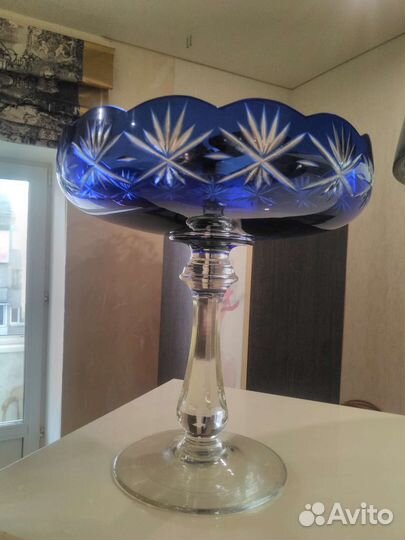 Цветной двухслойный хрусталь.Кобальтовый шик