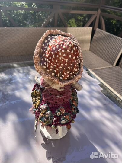 Фарфоровая коллекционная кукла гном мухомор 2