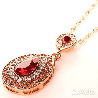 Комплект из 3 украшений красный камень - золото