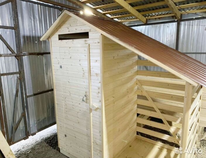 Туалет с дровником двускатный доставка