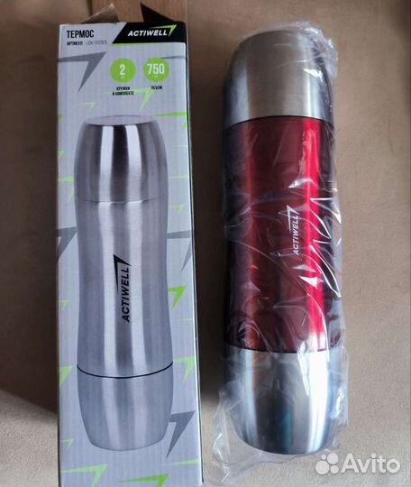 Термос металлический 750 мл с 2 кружками