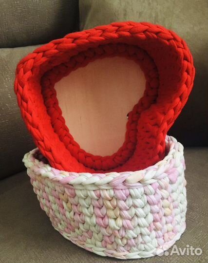 Корзинка из трикотажной пряжи