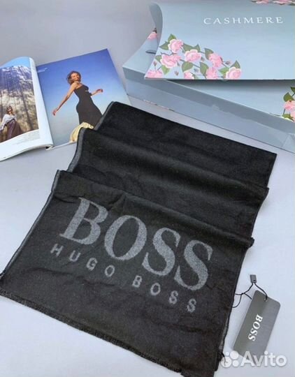 Мужской шарф hugo Boss серый