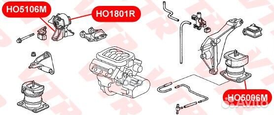 Сайлентблок правой подушки двигателя HO1801R VTR