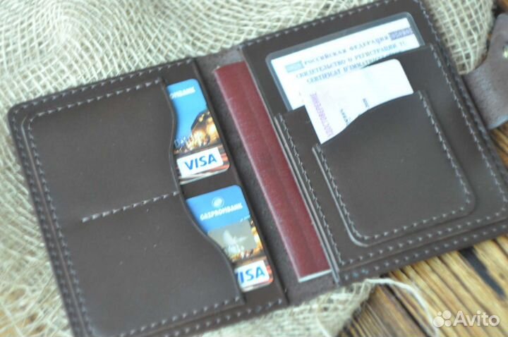 Обложка для документов из нат. кожи ручной работы