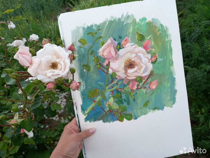 Картина маслом розы