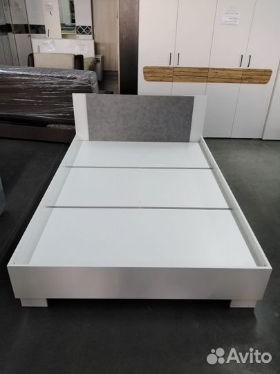 Кровать Нова белый/бетон