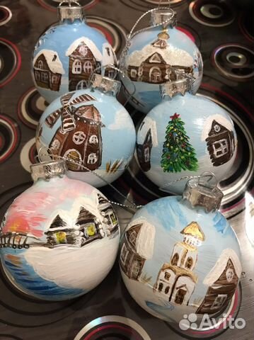 Елочные игрушки шары ручная роспись
