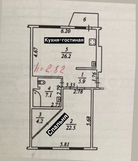 2-к. квартира, 65,9 м², 3/5 эт.