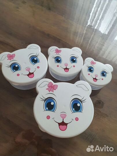 Набор контейнеров с мордочкой котёнка и тигра