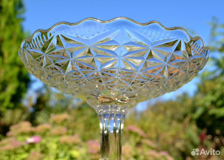 Ваза для фруктов на ножке стекло СССР