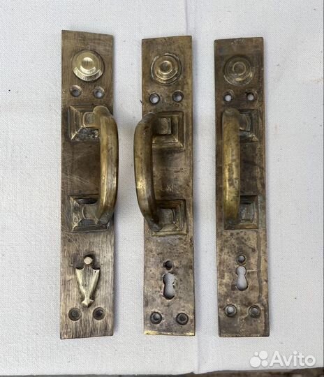 Ручки дверные латунные старинные, 3 шт