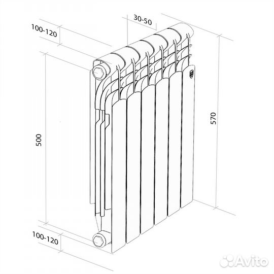 Радиатор 10 Секций биметалл Royal Thermo Biliner