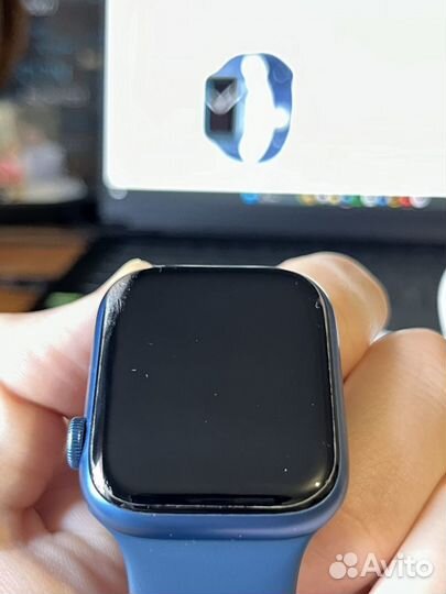 Часы apple watch 7 45 mm blue