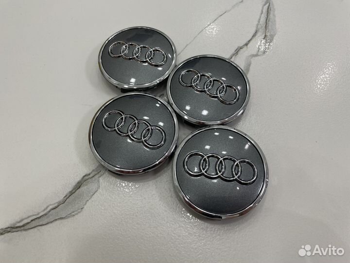 Колпачки в диски Audi 61 мм графит серые колесные