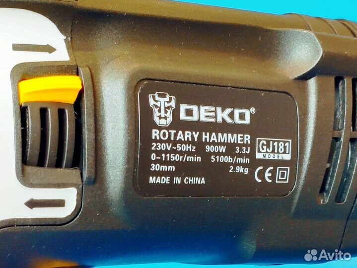 Перфоратор Deko GJ181 900W ; 3,3J + патрон + буры