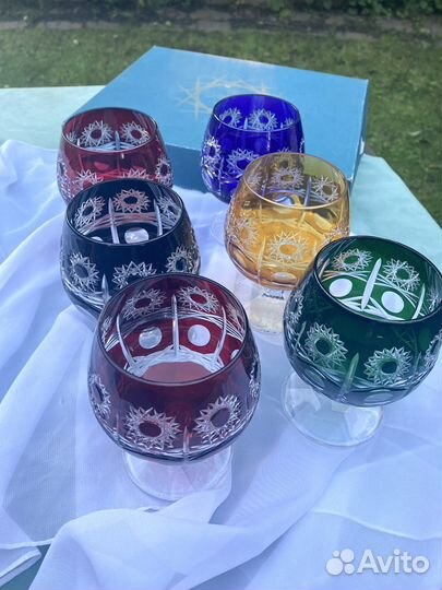 Фужеры цветной хрусталь Богемия