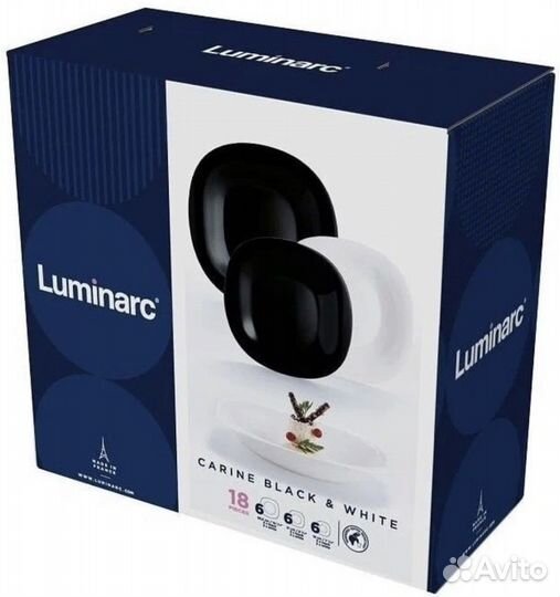 Набор тарелок Luminarc Carine White&Black 18шт