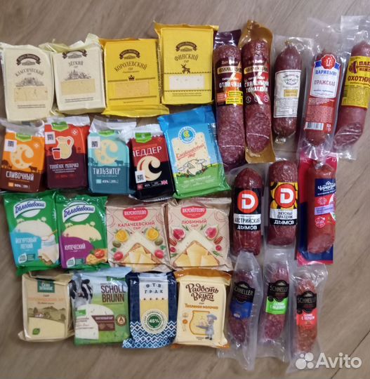 Сыры, сырокопченые колбасы