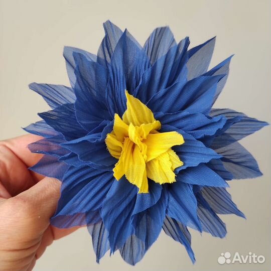 Брошь из ткани, пион, роза, 13см